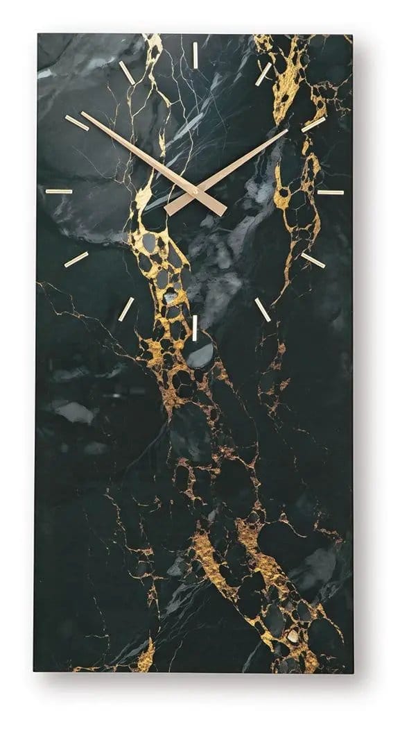 Teague Wall Clock | 2 Pieces | Marble & Glass | Home