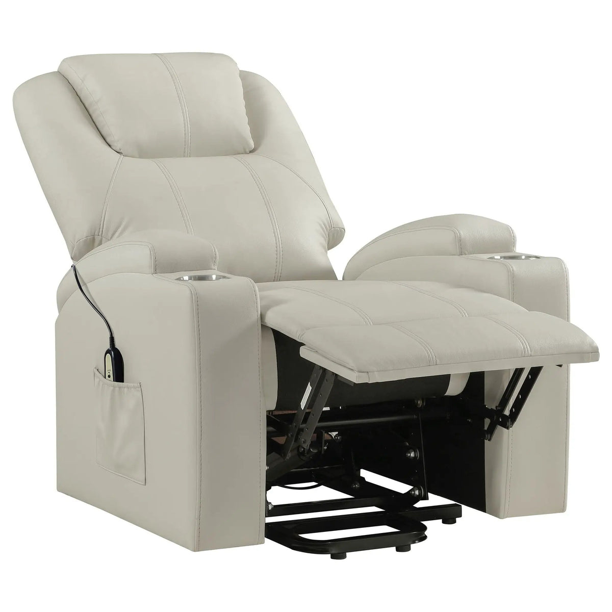 Macklin Power Lift Massage Recliner | Heat And Massage | Dual Cupholders | Smooth Upholstery