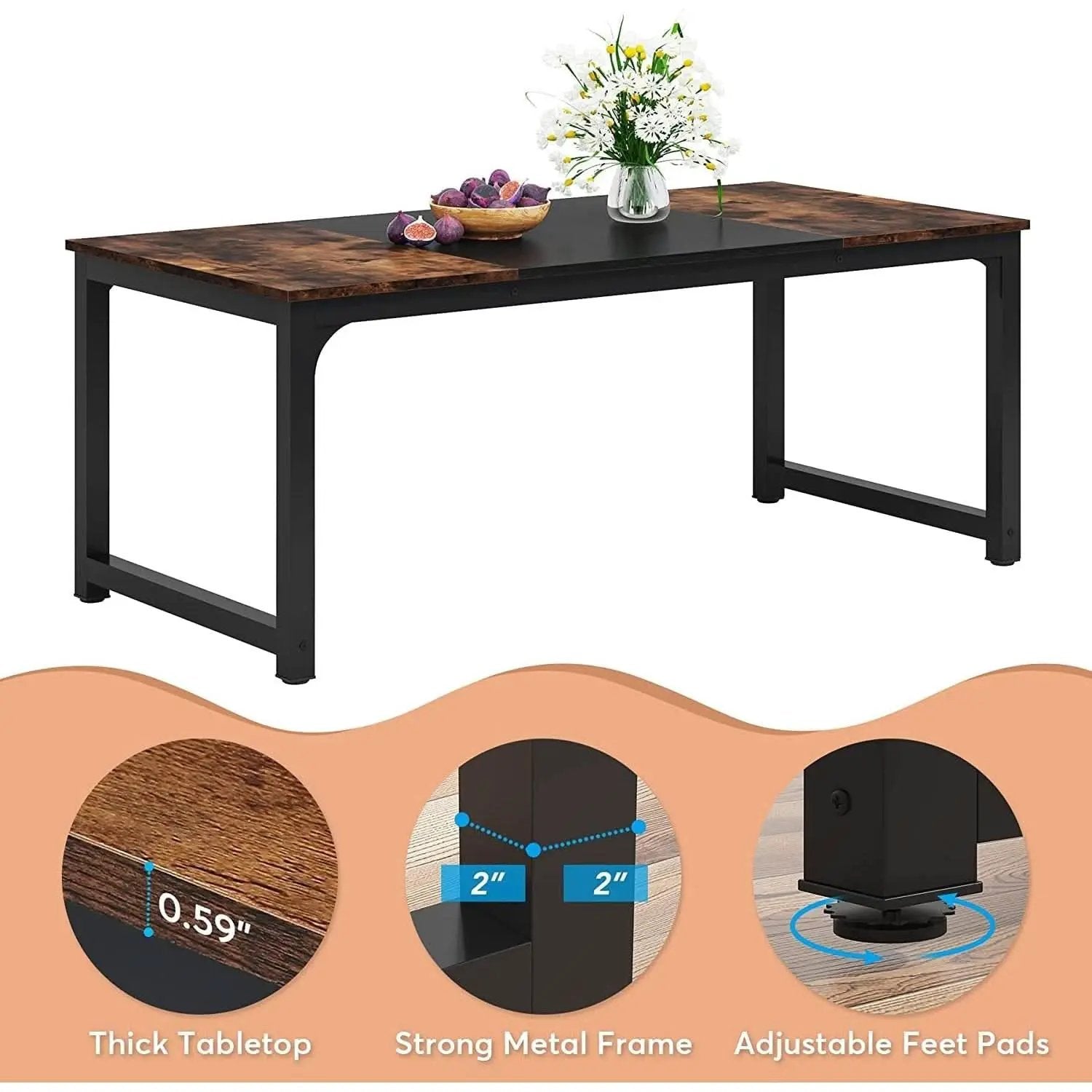 71 Inch Dining Table With Metal Legs Elegant Quality from PriceLows™