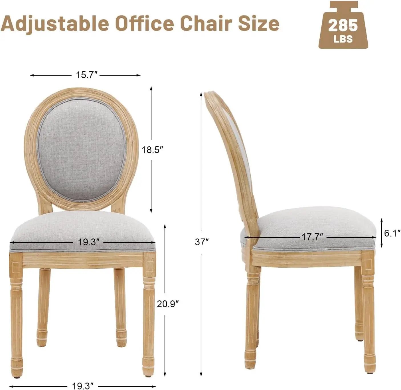 Light Grey Upholstered Dining Chairs Set Of 2 Round Back from PriceLows™