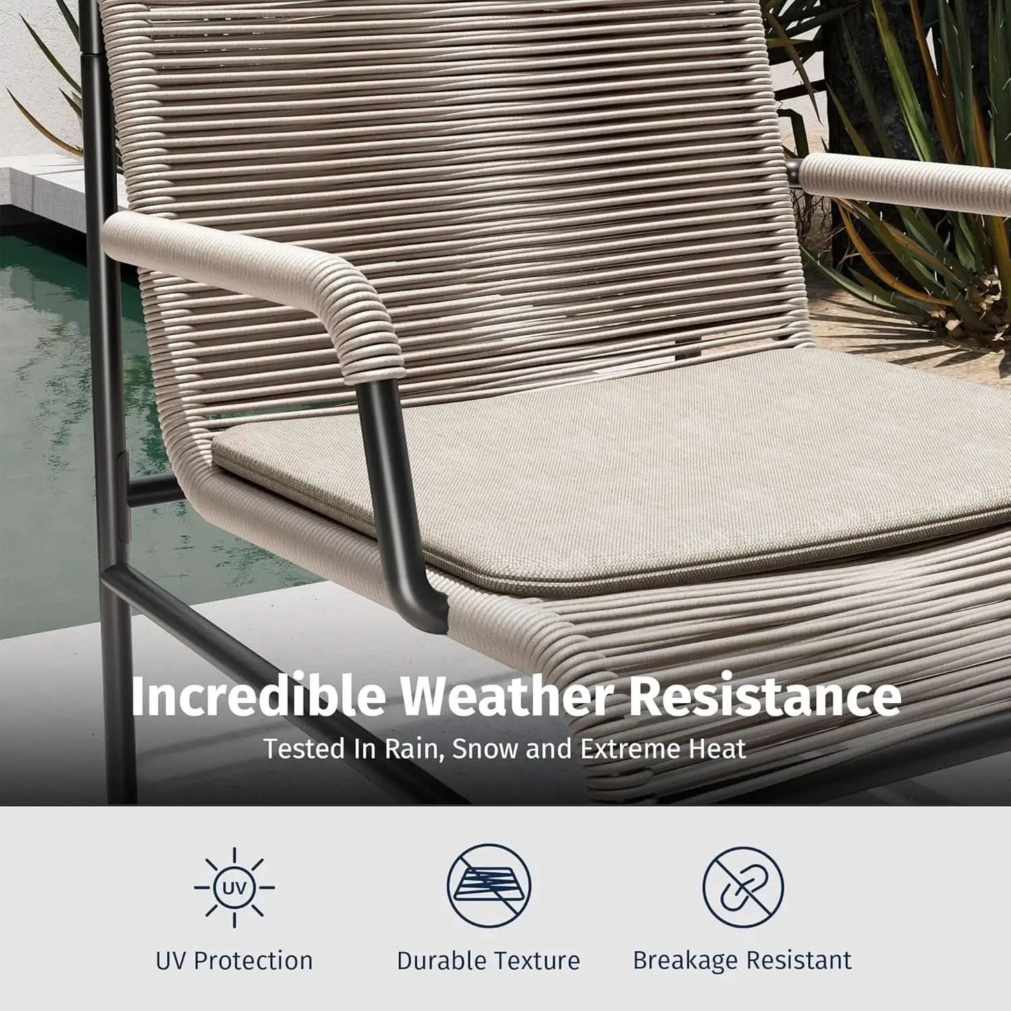 Modern 3-Piece Outdoor Bistro Set with Wide Chairs from PriceLows™