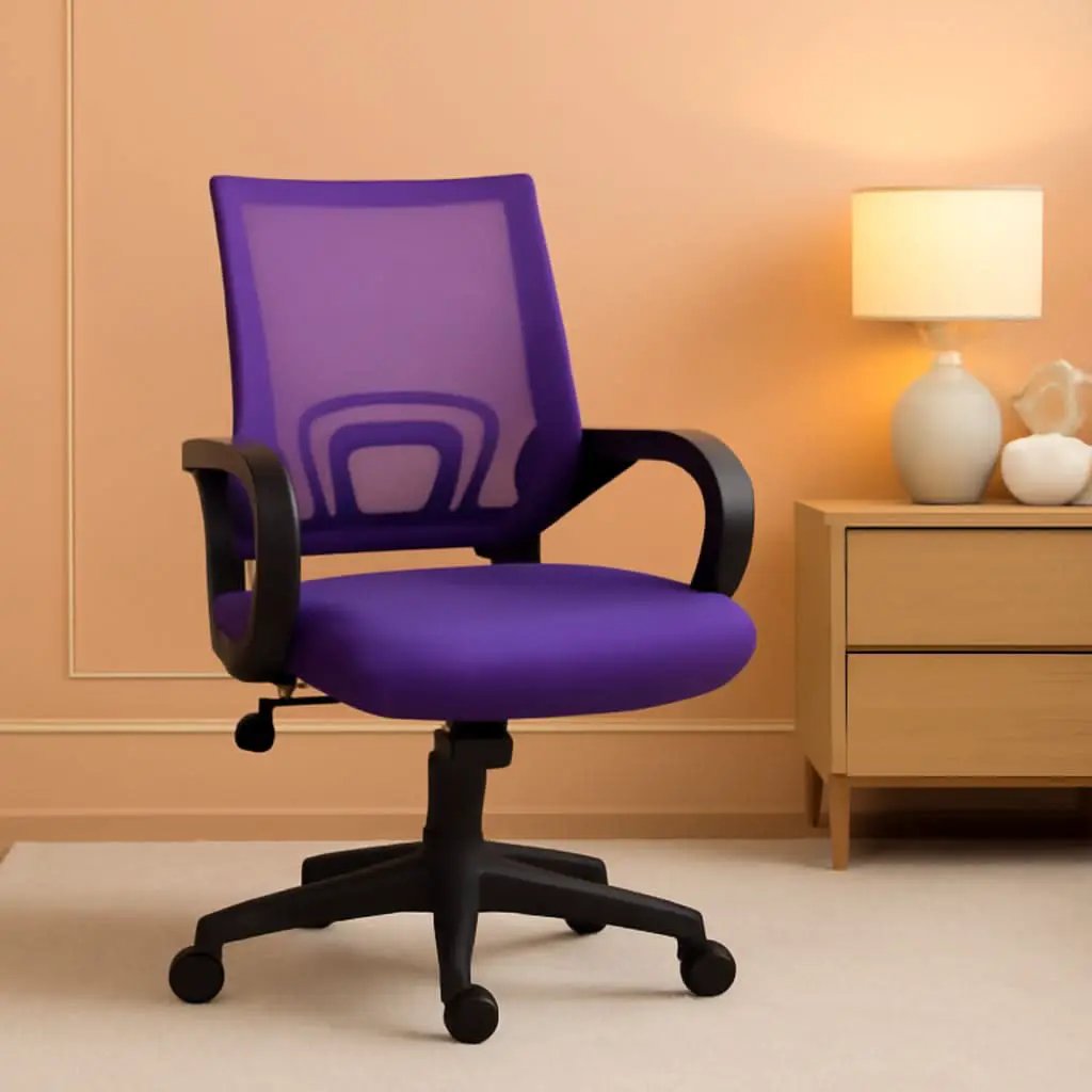2Pcs Ergonomic Purple Mesh Desk Chairs With Lumbar Support For Long Workdays And Back Pain Relief from PriceLows™