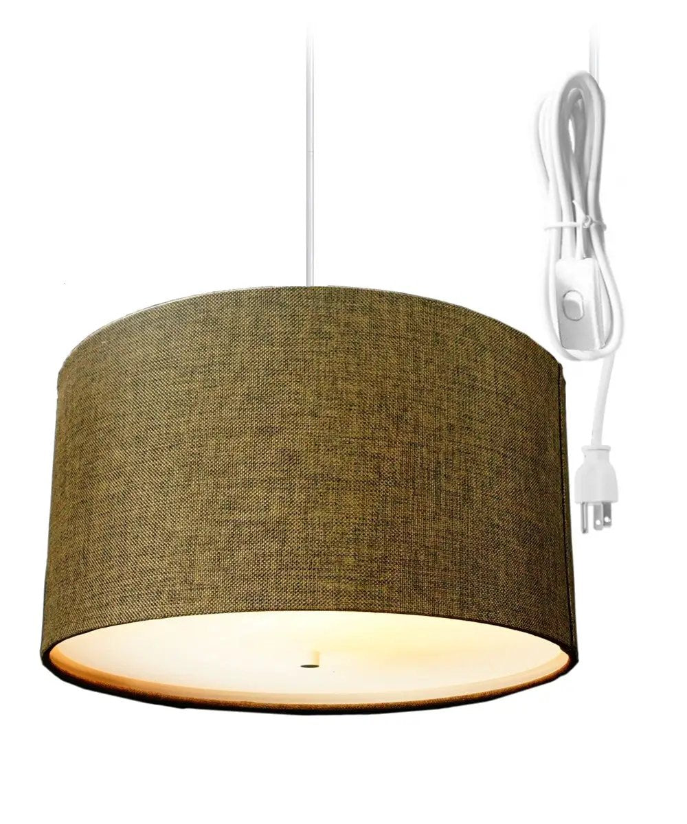 Swag Plug In Pendant Light | 2 Light | 18 Inch | Chocolate Burlap