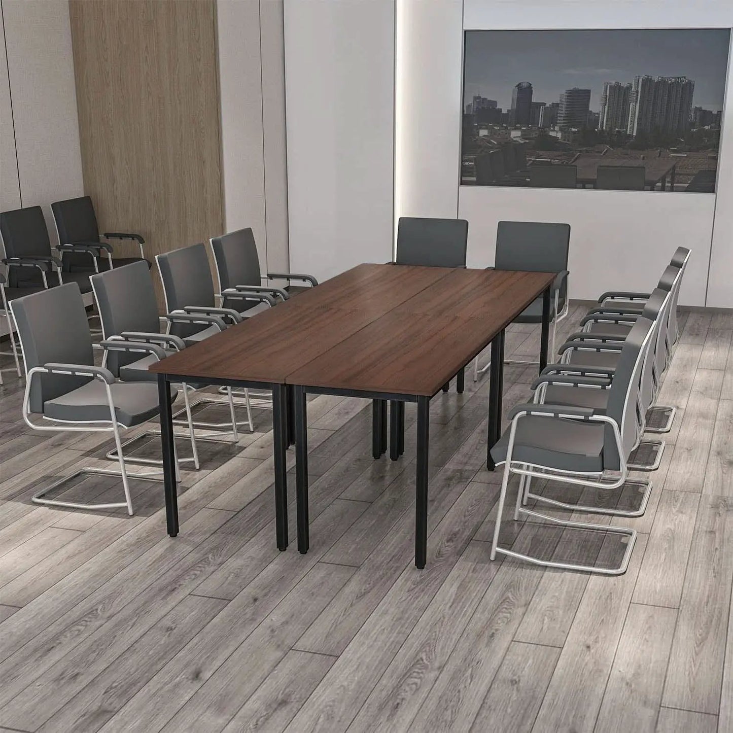 Durable Walnut Brown Conference Table For 14 Seats from PriceLows™