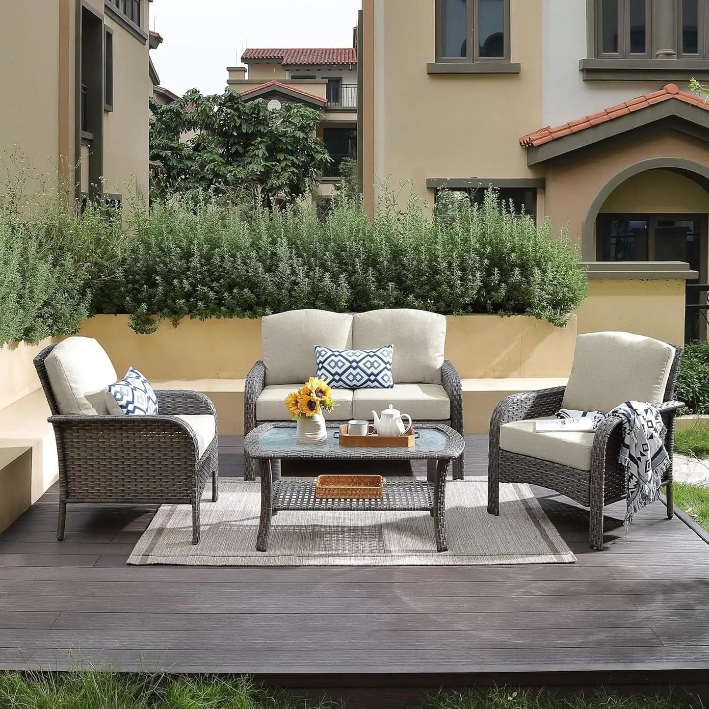 All Weather Wicker Patio Furniture Set with Cushions from PriceLows™