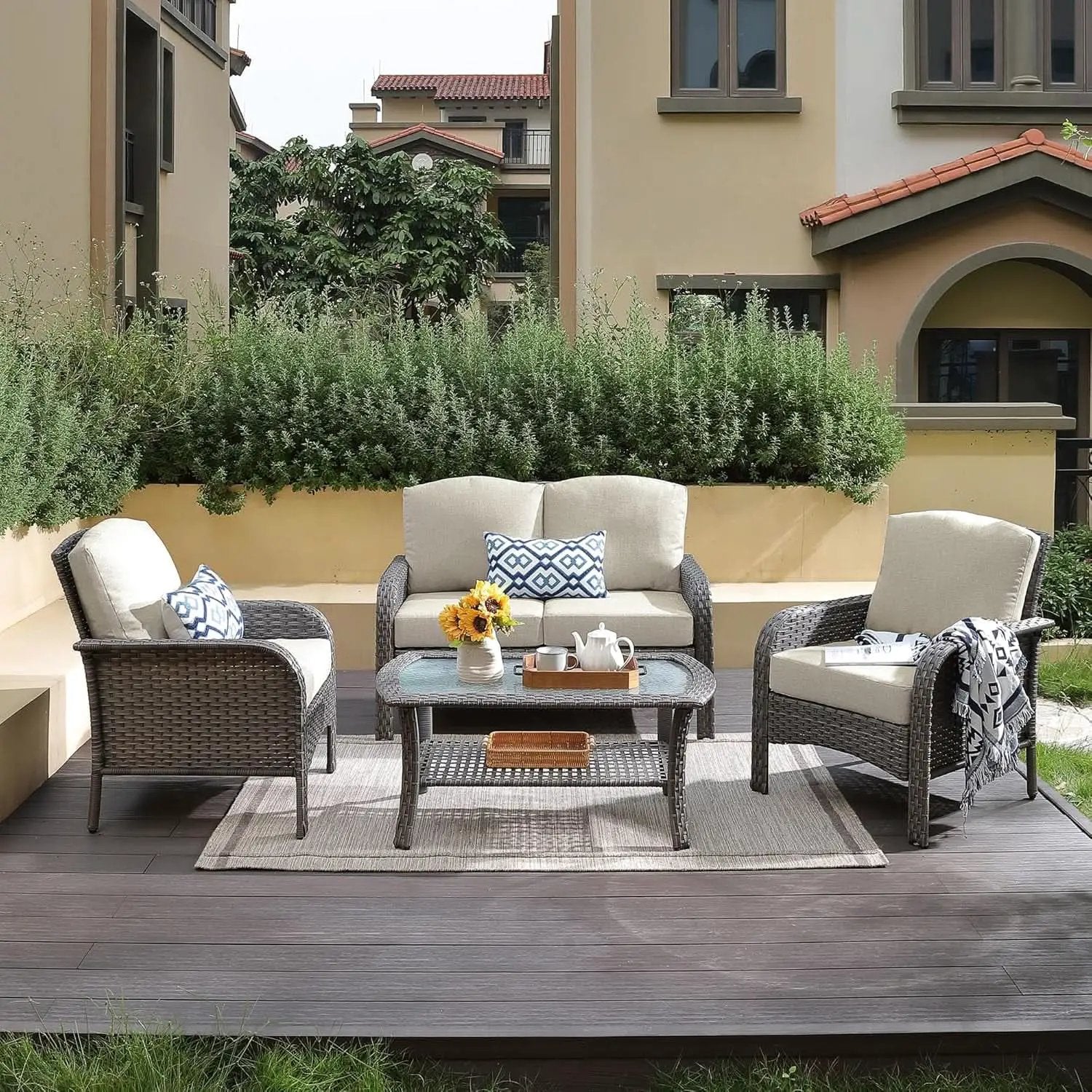 All Weather Wicker Patio Furniture Set with Cushions from PriceLows™