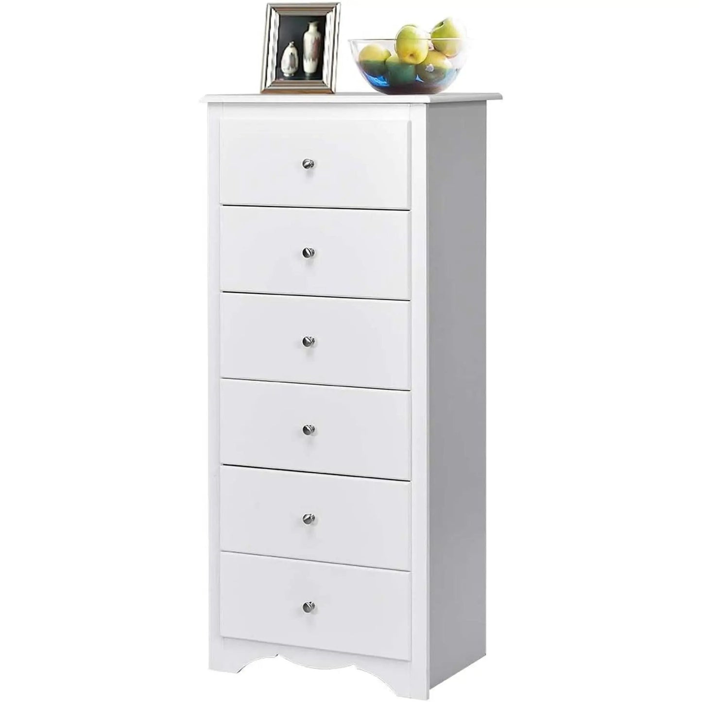 White Wooden 6 Drawer Dresser Chest For Bedroom Storage from PriceLows™