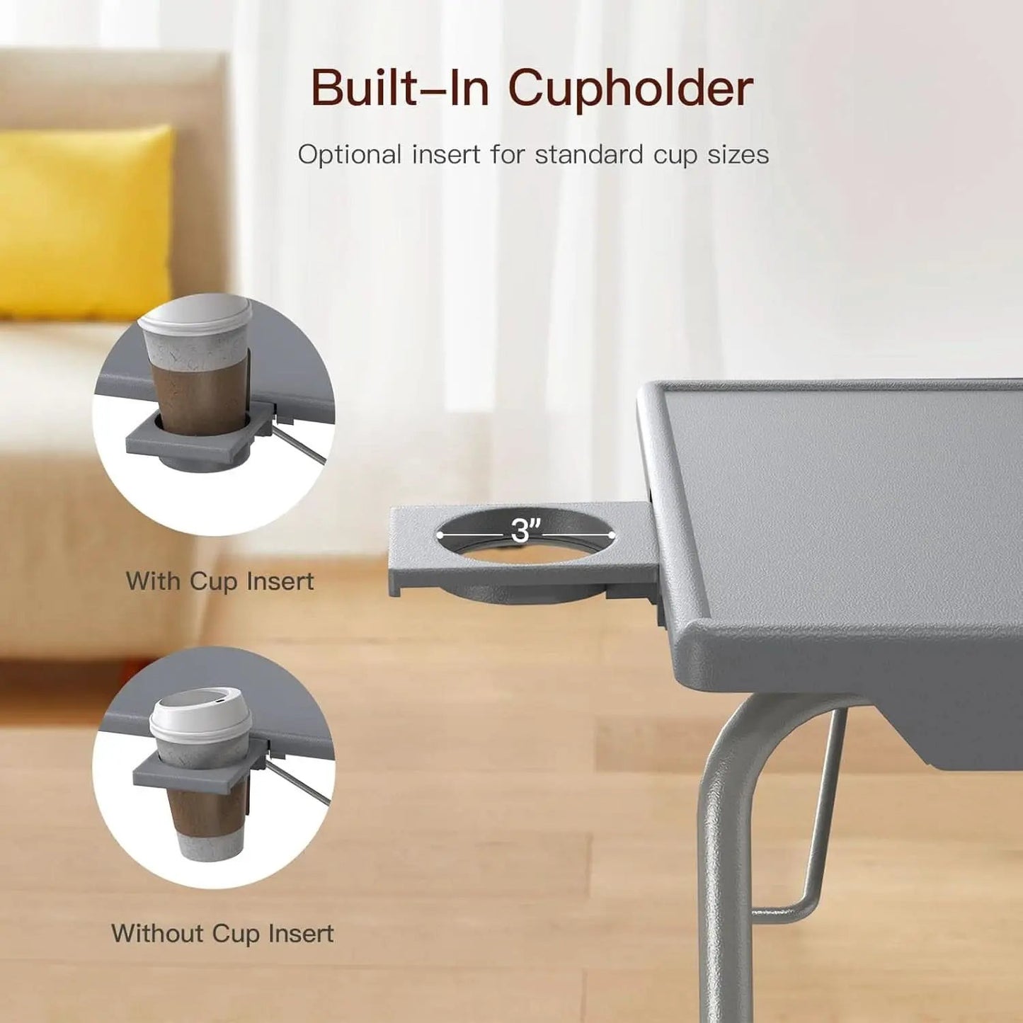 Gray Adjustable TV Tray Table For Bed And Sofa With 6 Height 3 Tilt from PriceLows™