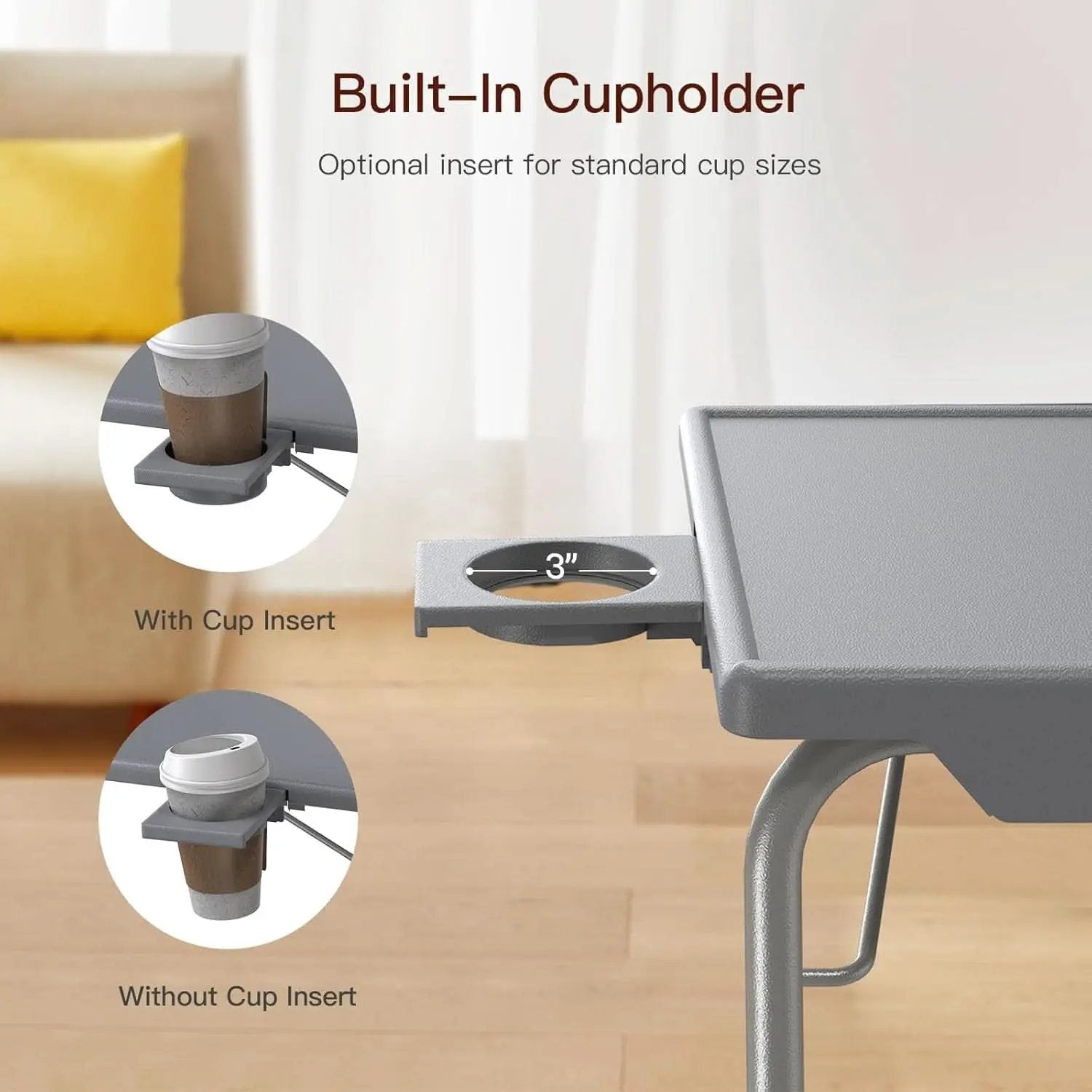 Gray Adjustable TV Tray Table For Bed And Sofa With 6 Height 3 Tilt from PriceLows™