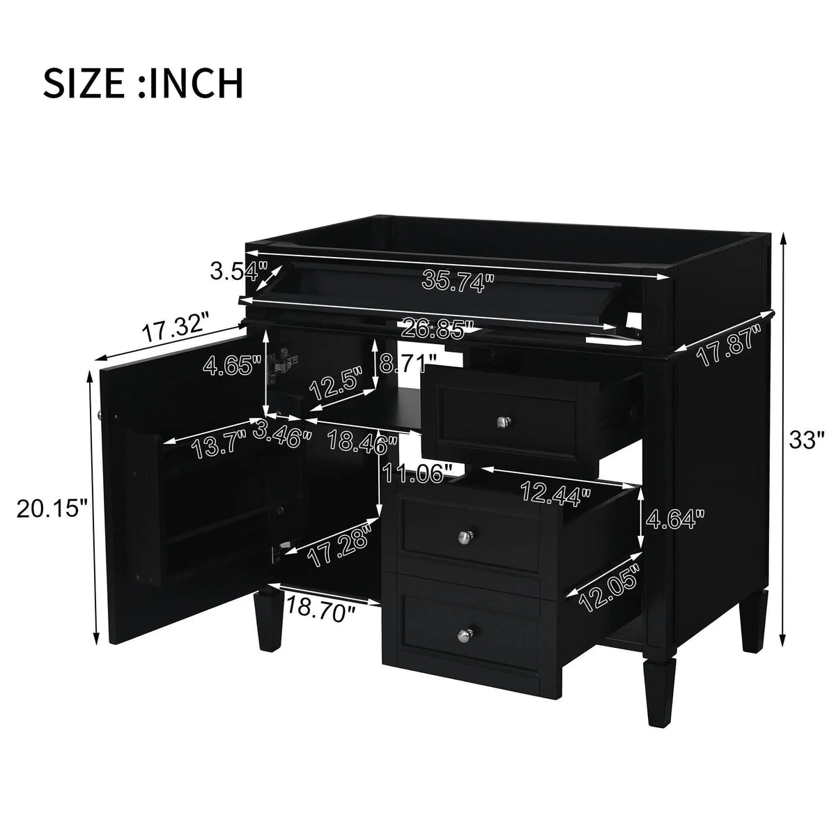 Bathroom Vanity | 3 Drawers | Blue Finish | Tip Out