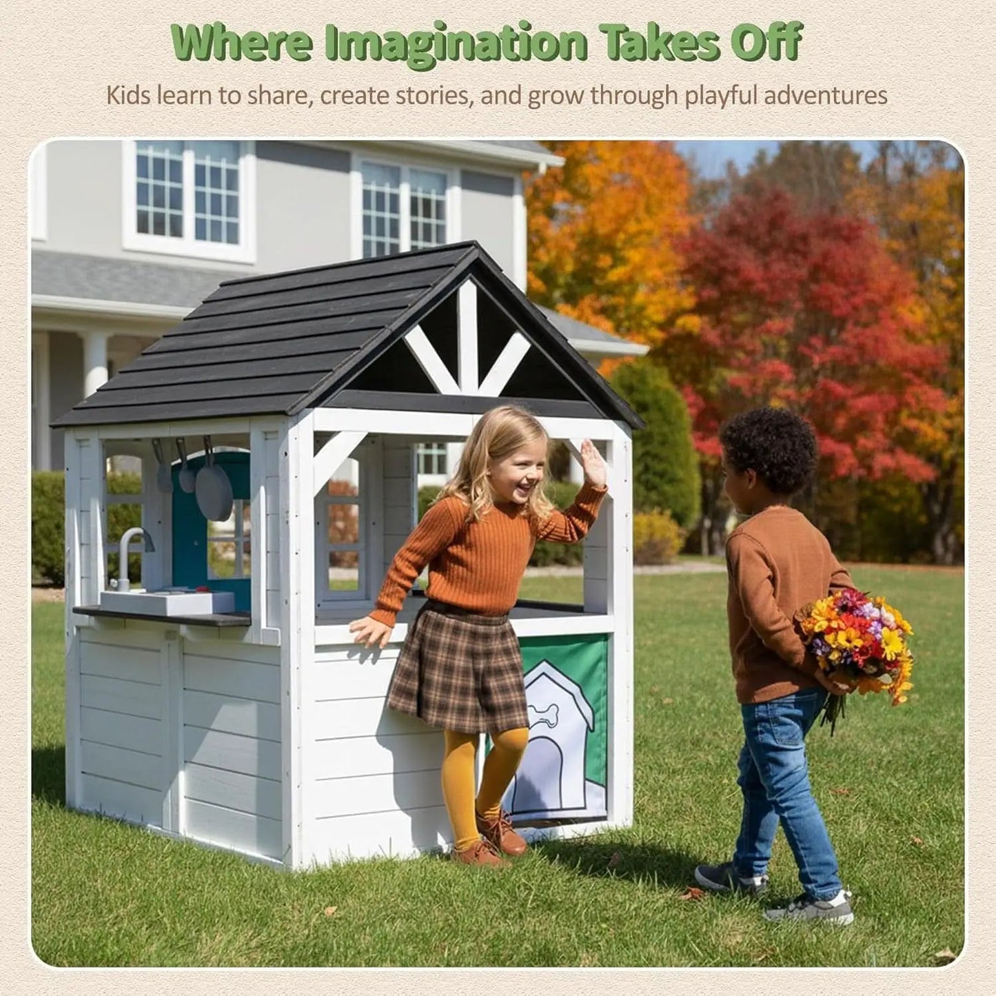Weatherproof Cedar Outdoor Playhouse With Dutch Door from PriceLows™