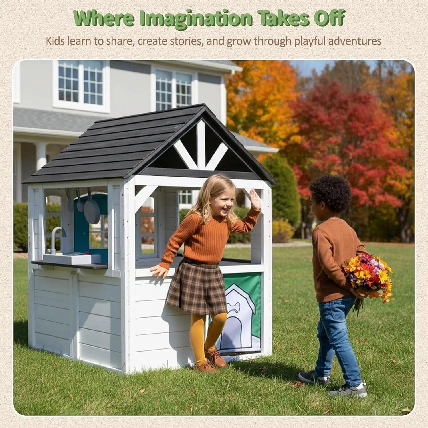 Weatherproof Cedar Outdoor Playhouse With Dutch Door from PriceLows™