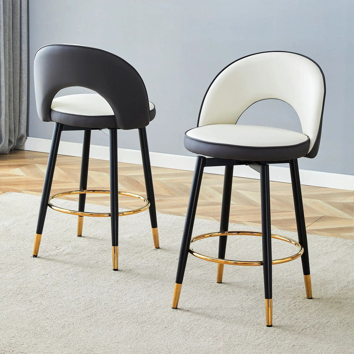 Upholstered Rotatable Bar Chair With Metal Legs For Dining Room Stool Set | Stool Set | Metal | Dining Room