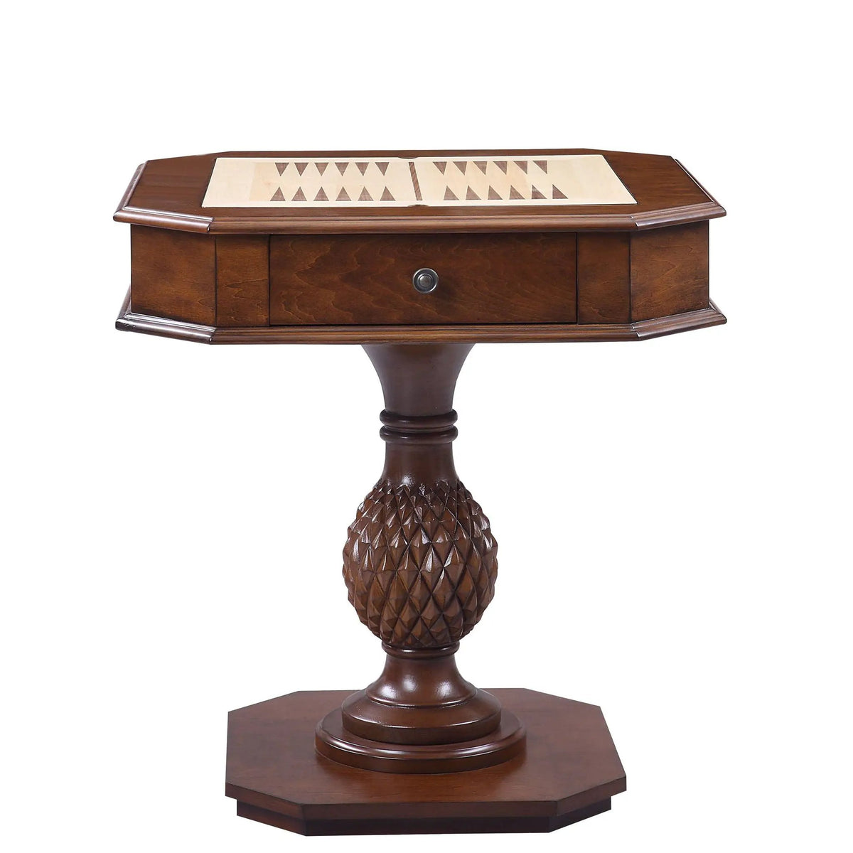 Bishop Cherry Chess Checker Game Table | Reversible Game Tray | Two Storage Drawers | Classic Design