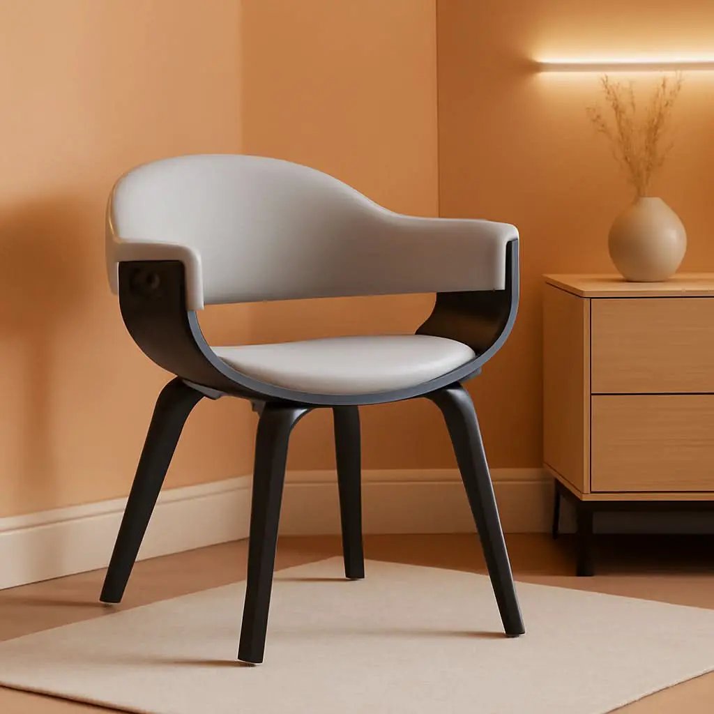Adalyn Faux Leather Dining Room Accent Chair Gray Black Wood Base from PriceLows™