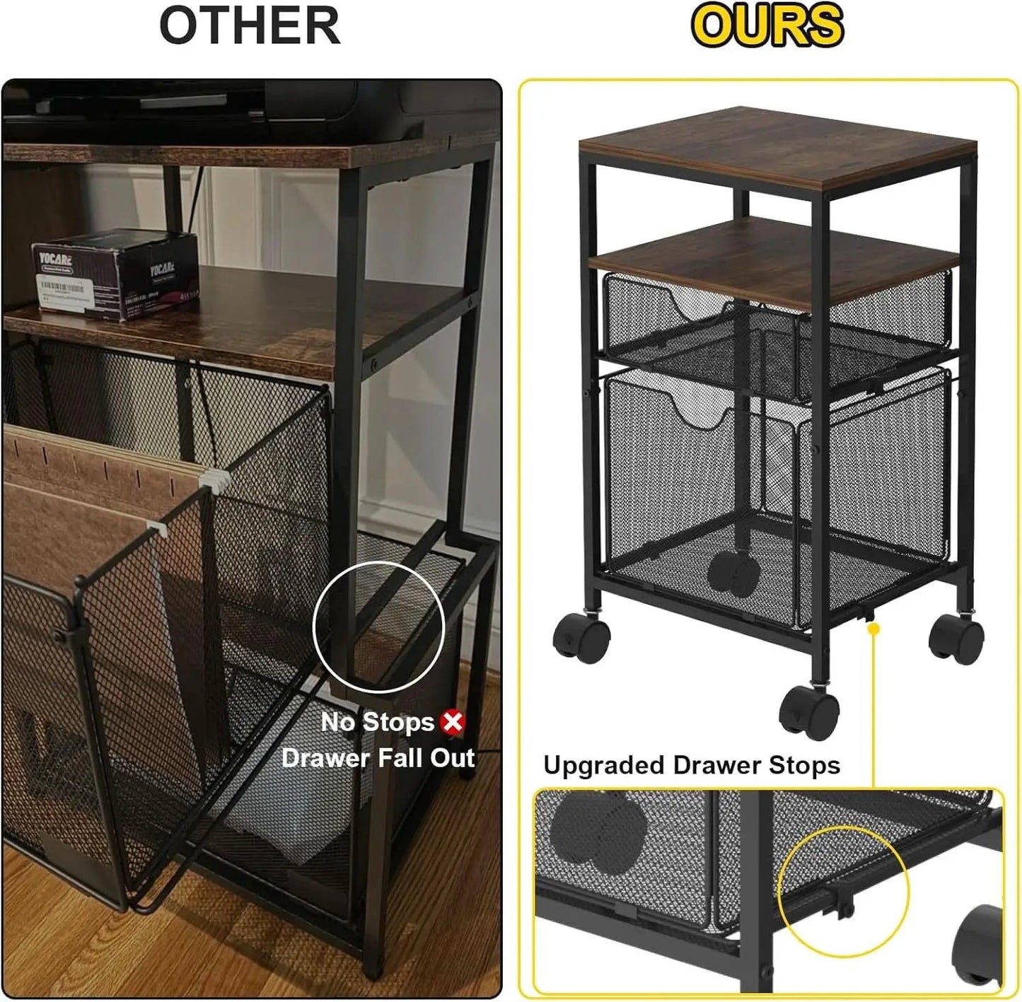 Rolling File Cart With Sliding Drawer For A4 Files from PriceLows™