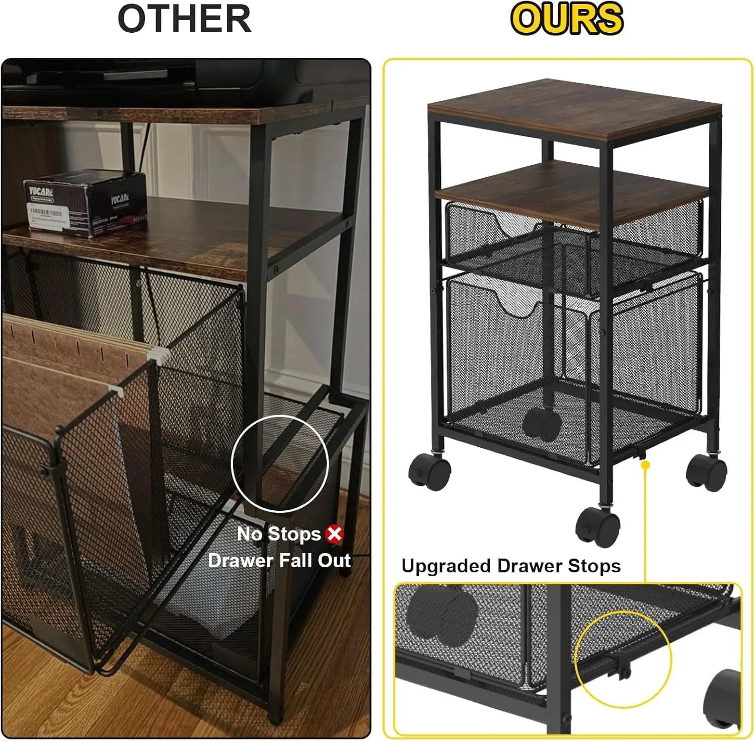 Rolling File Cart With Sliding Drawer For A4 Files from PriceLows™