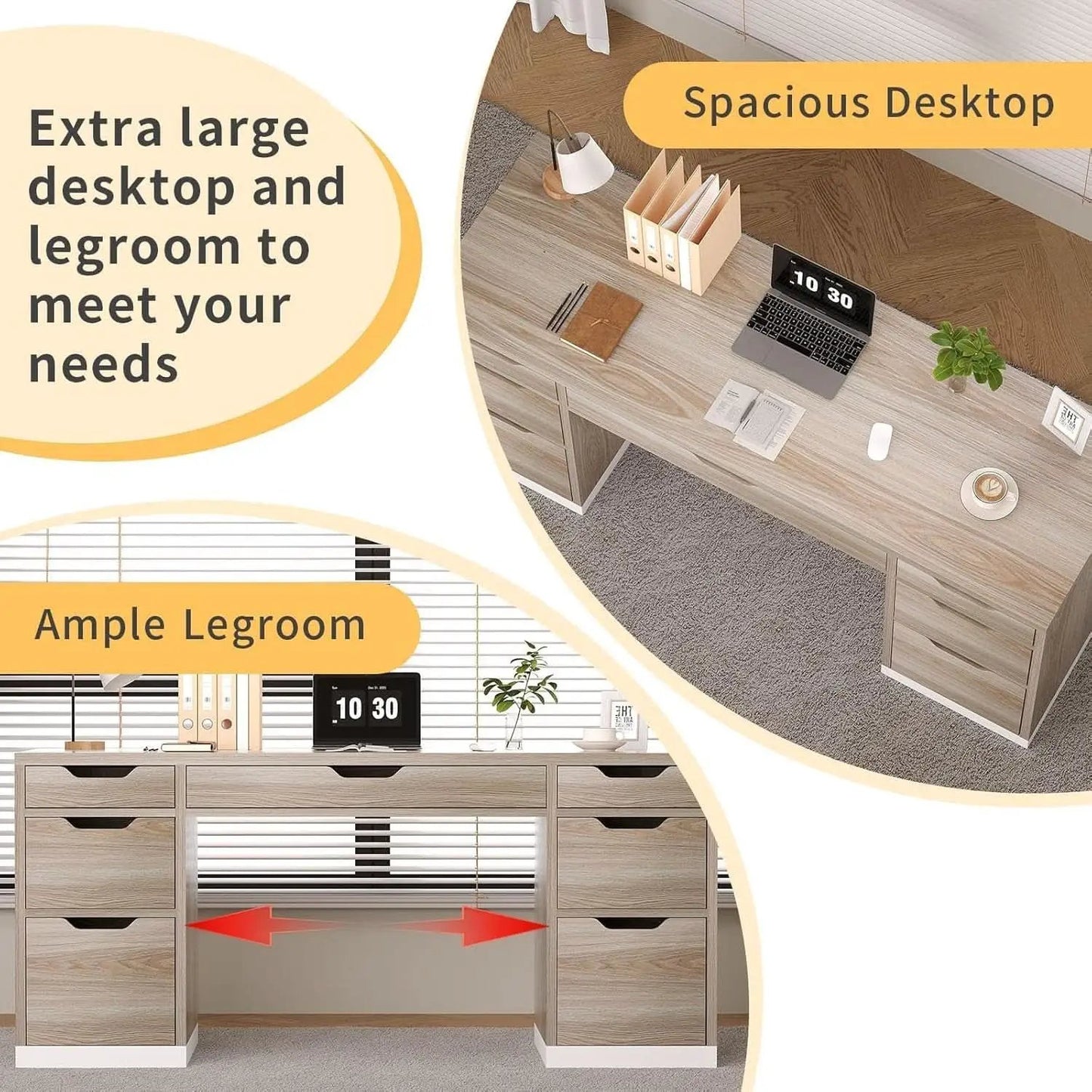 54 Inch Computer Desk With Storage Drawers White Walnut from PriceLows™