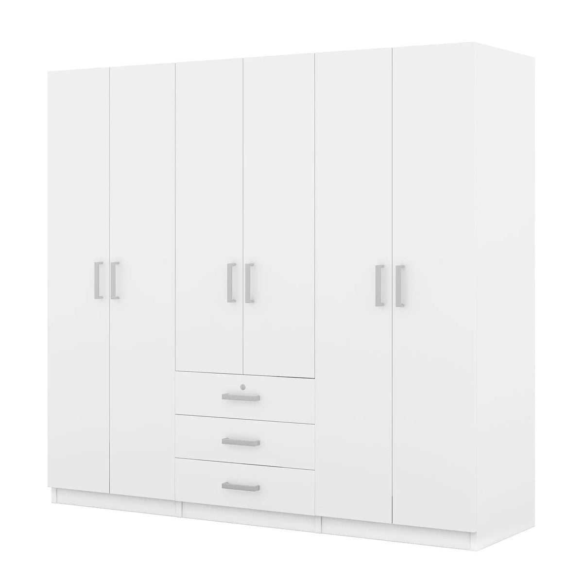 6 Door Wardrobe | Bedroom Storage | Big Drawers | 70.9 Inch Width