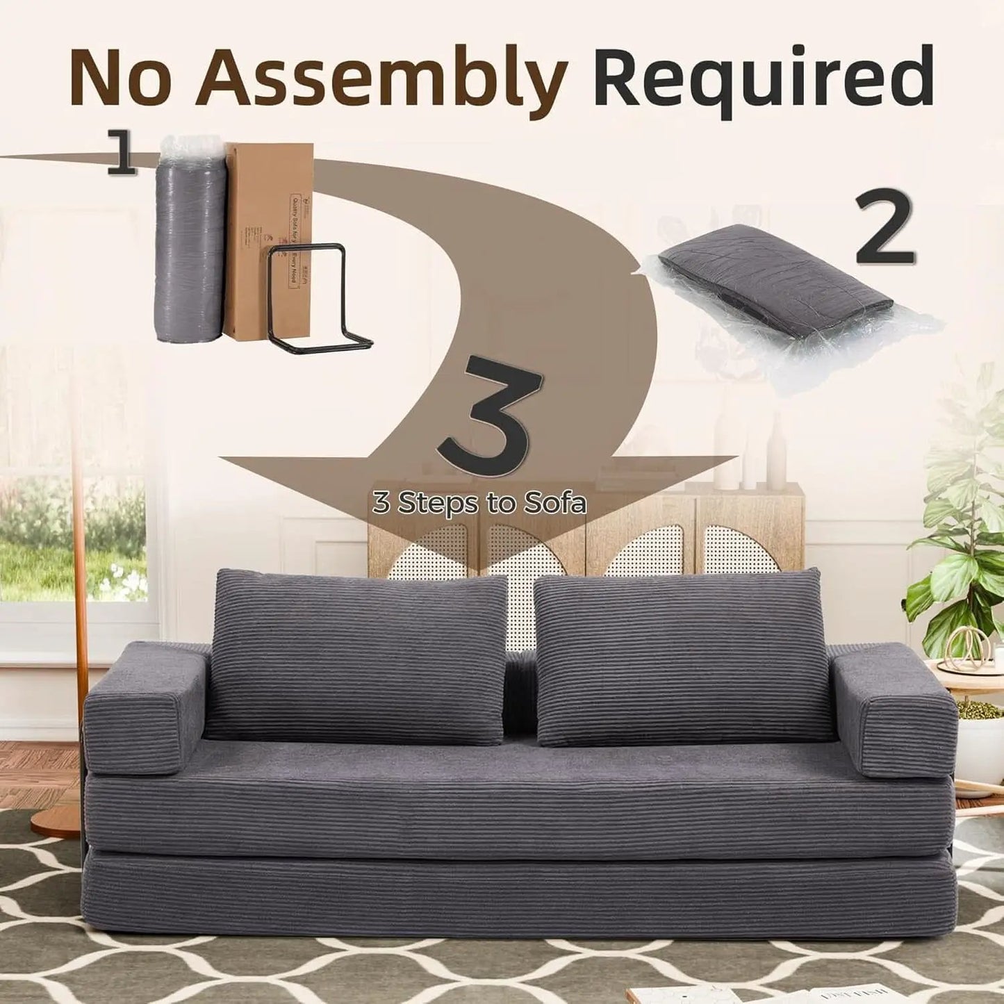 Corduroy Four In One Transformational Sleeper Sofabed from PriceLows™