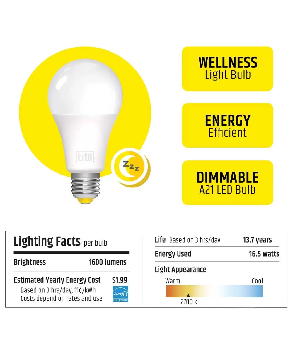 A21 LED Light Bulbs | 100 Watt | Dimmable 2700K | 6 Pack