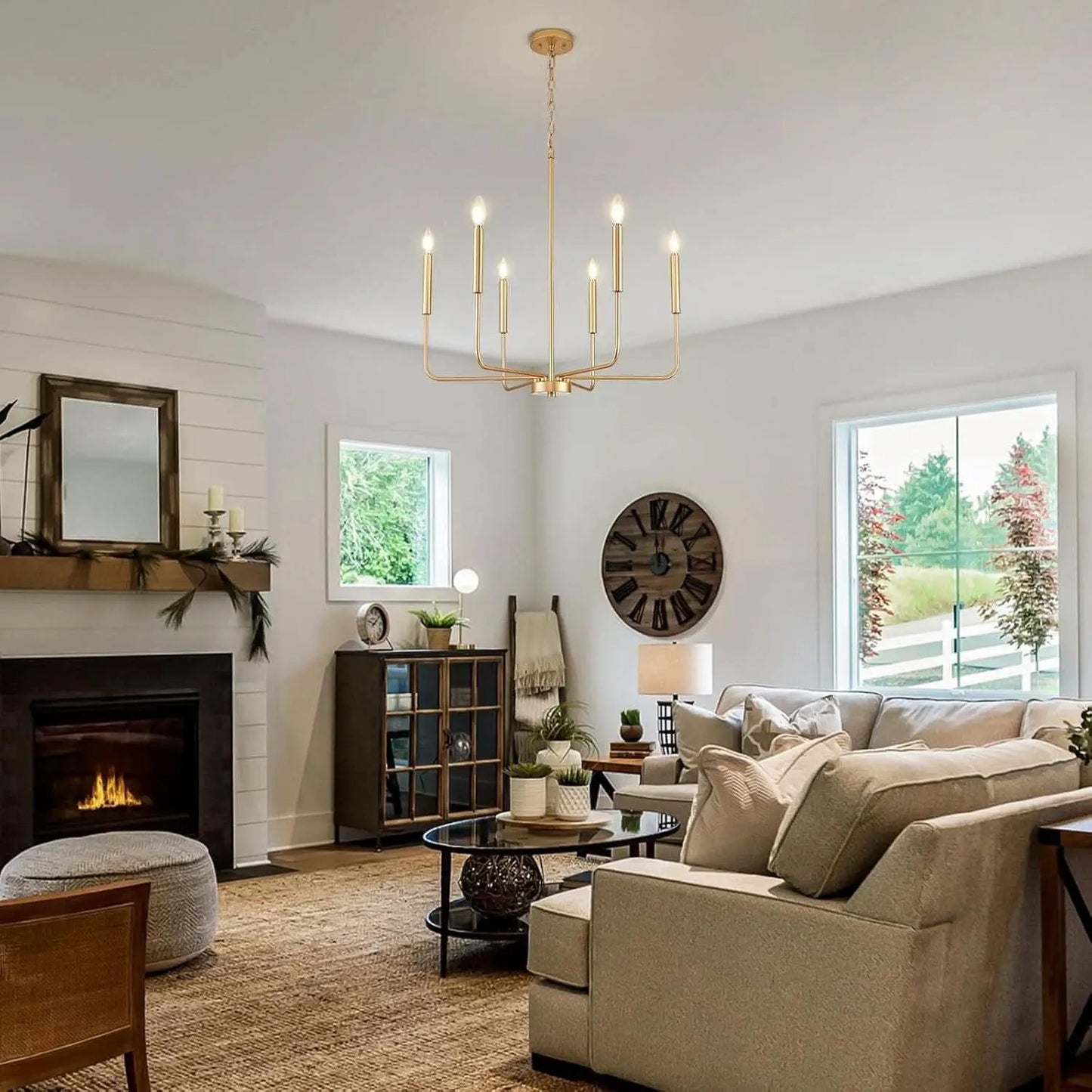 Gold 6 Light Candle Chandelier For Dining Room Modern from PriceLows™