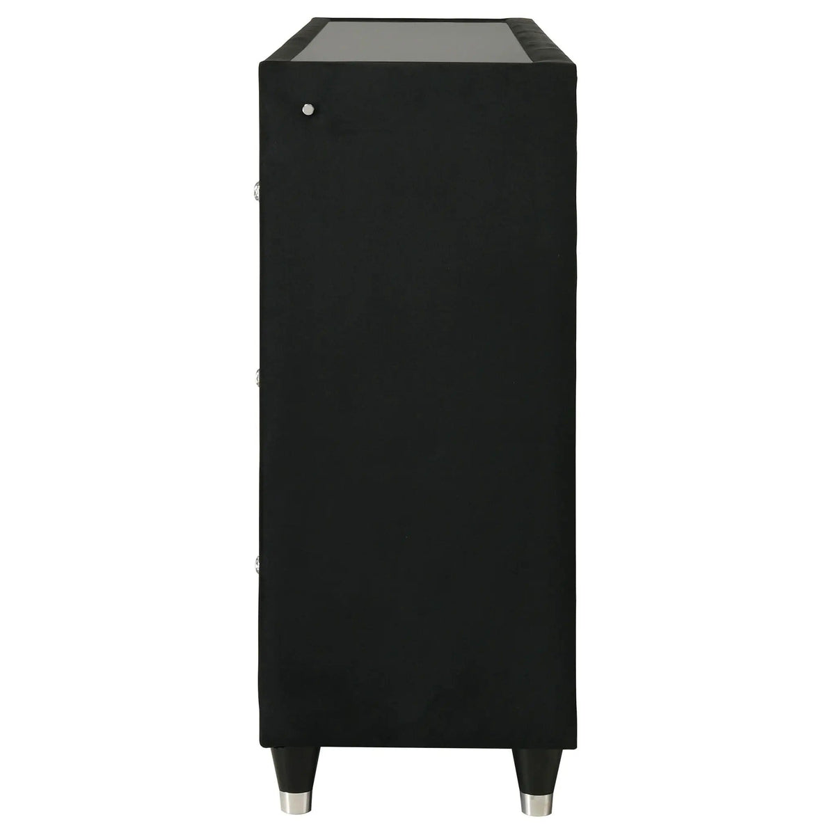 Lorient 8-drawer LED Bedroom Flame Box Dresser | 66.25 x 16.25 x 39.25 in | Rubberwood & Velvet | Black