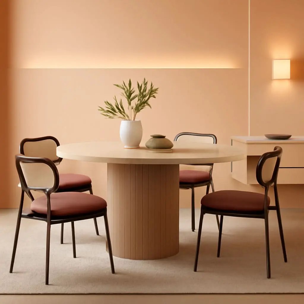 Dining Chairs Set of 4 With Boho Rattan Back Coffee Brown from PriceLows™