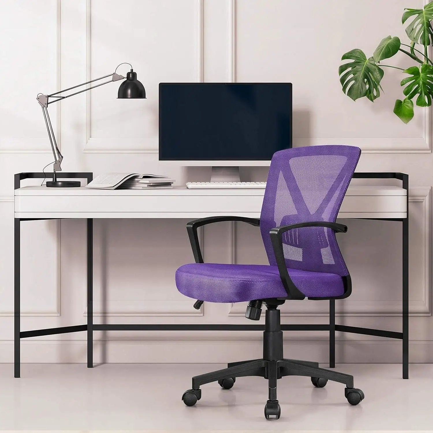 Ergonomic Purple Mesh Office Desk Chair With Lumbar Support from PriceLows™