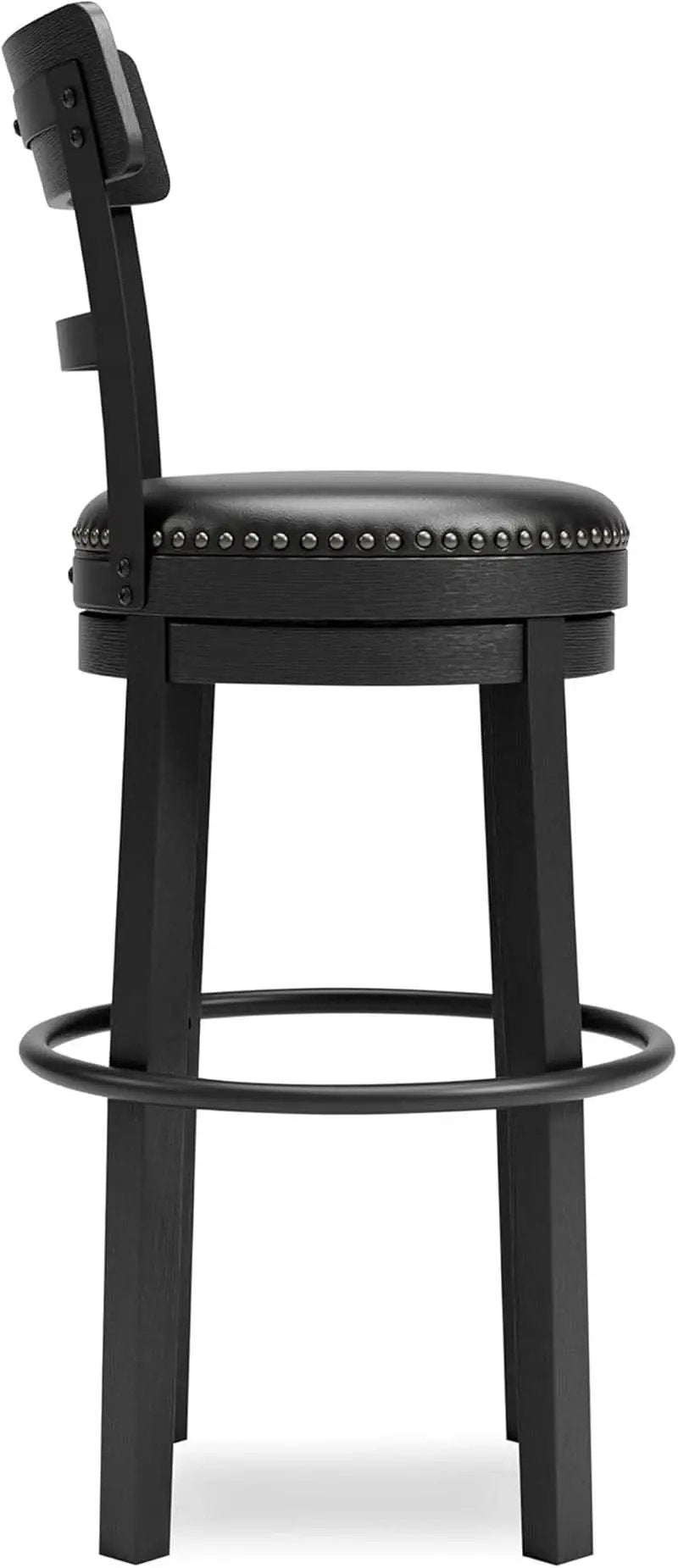 Valebeck 30.38 Black Upholstered Pub Height Swivel Barstool from PriceLows™