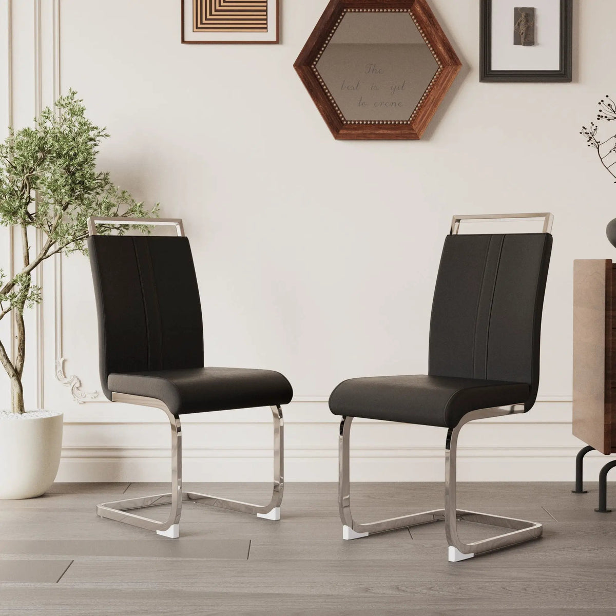 Modern Dining Chairs | Padded Seat | High Back | Accessory Bag Included