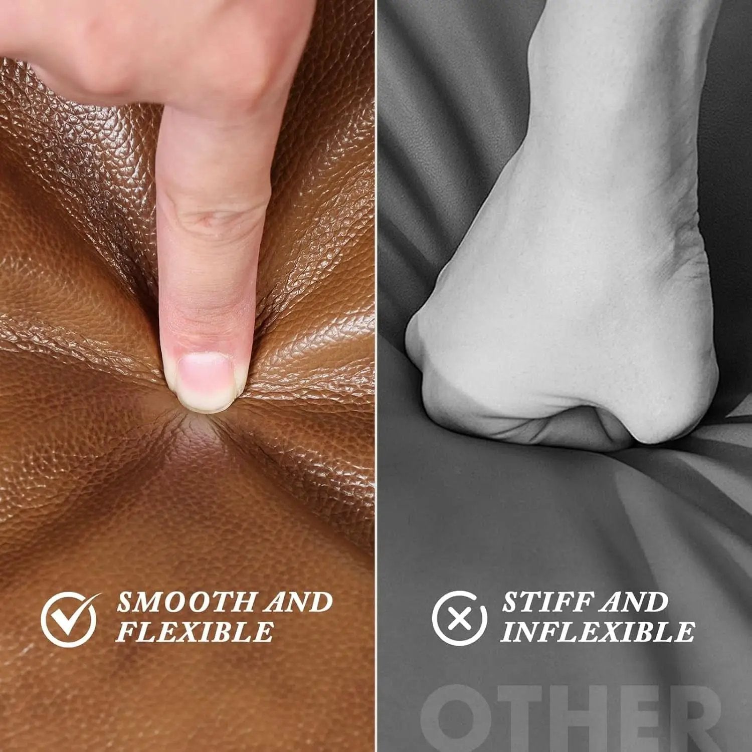 Authentic Brown Leather Ottoman Square Memory Foam from PriceLows™