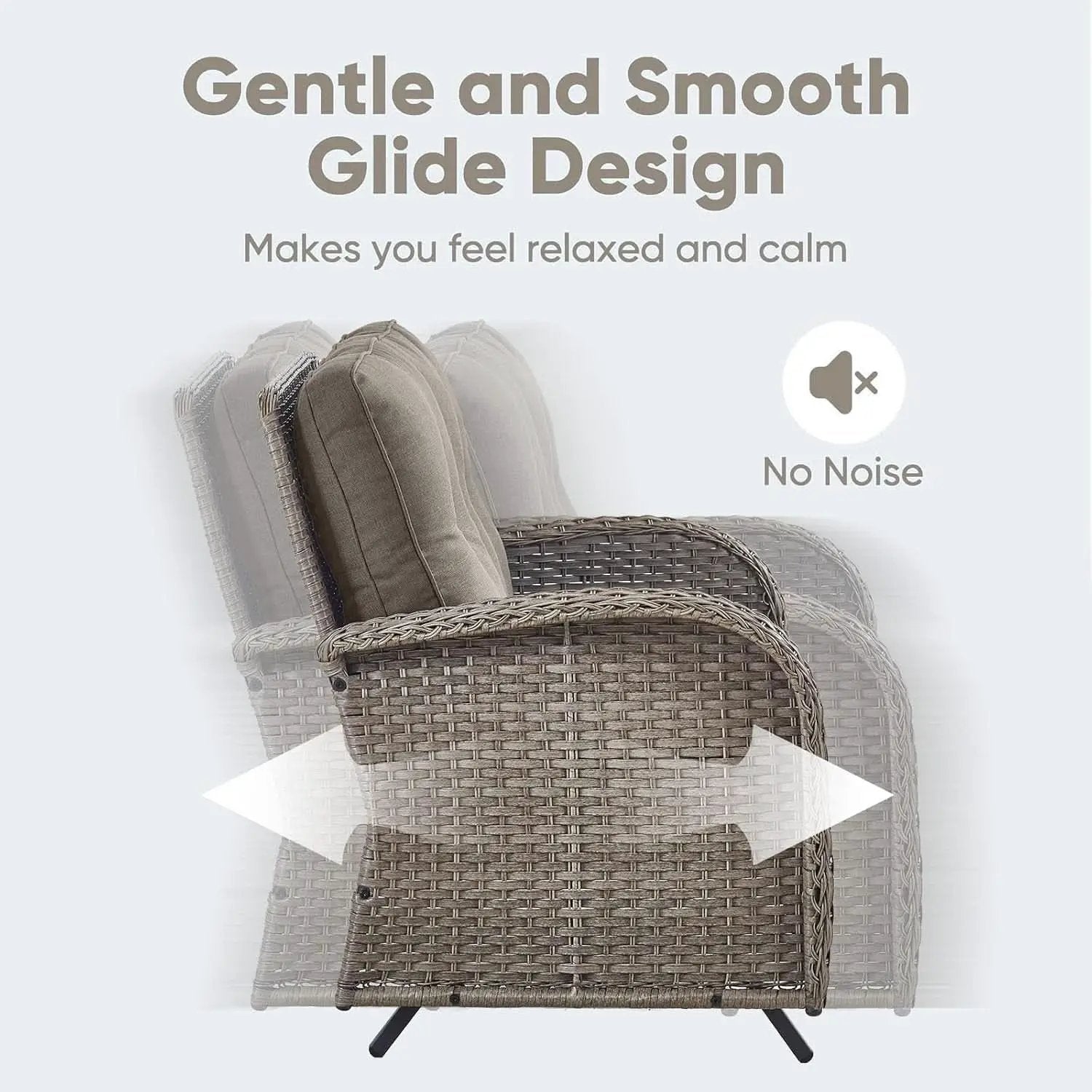 5 Piece Outdoor Patio Set Gray Wicker Swivel Rockers from PriceLows™