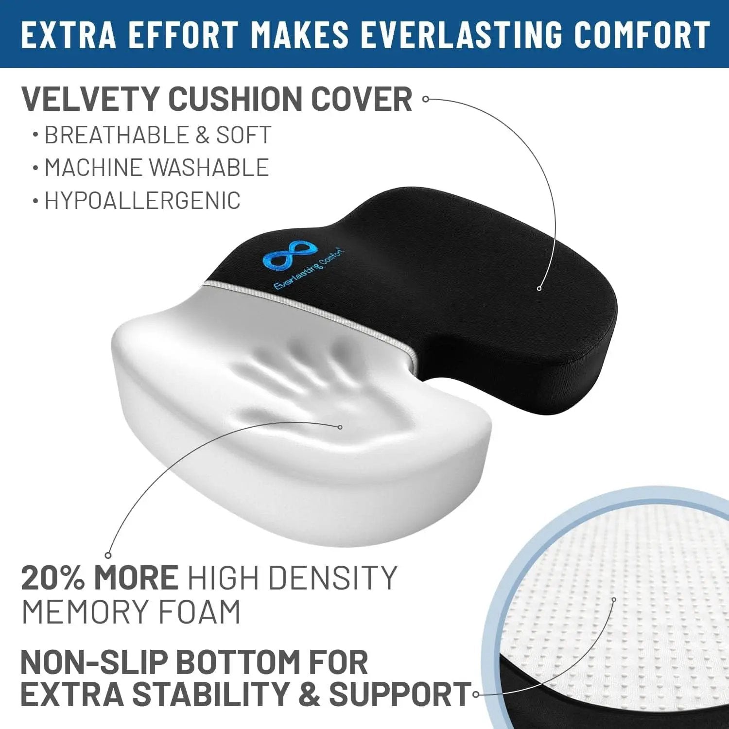 Memory Foam Office Chair Seat Cushion For Tailbone Pain from PriceLows™