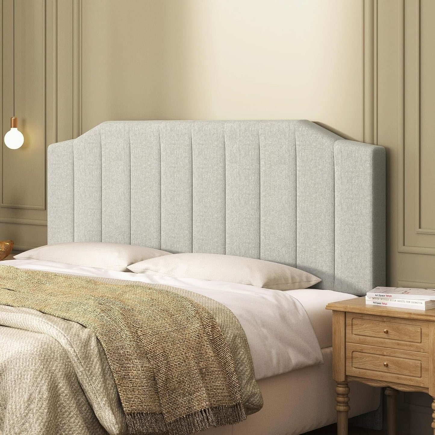 Linen Upholstered King Size Headboard with Easy Assembly from PriceLows™