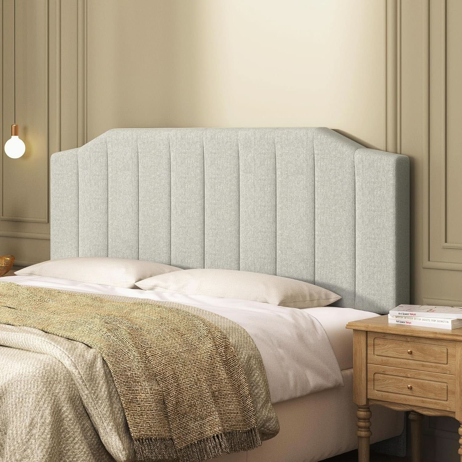 Linen Upholstered King Size Headboard with Easy Assembly from PriceLows™