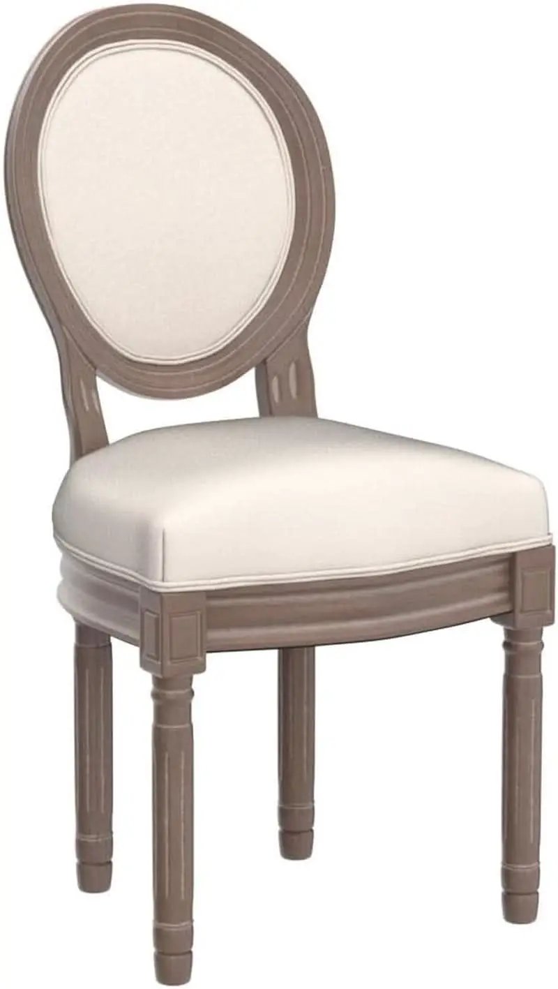 French Country Dining Chairs Set Of 4 With Linen Upholstery And Solid Wood Legs from PriceLows™