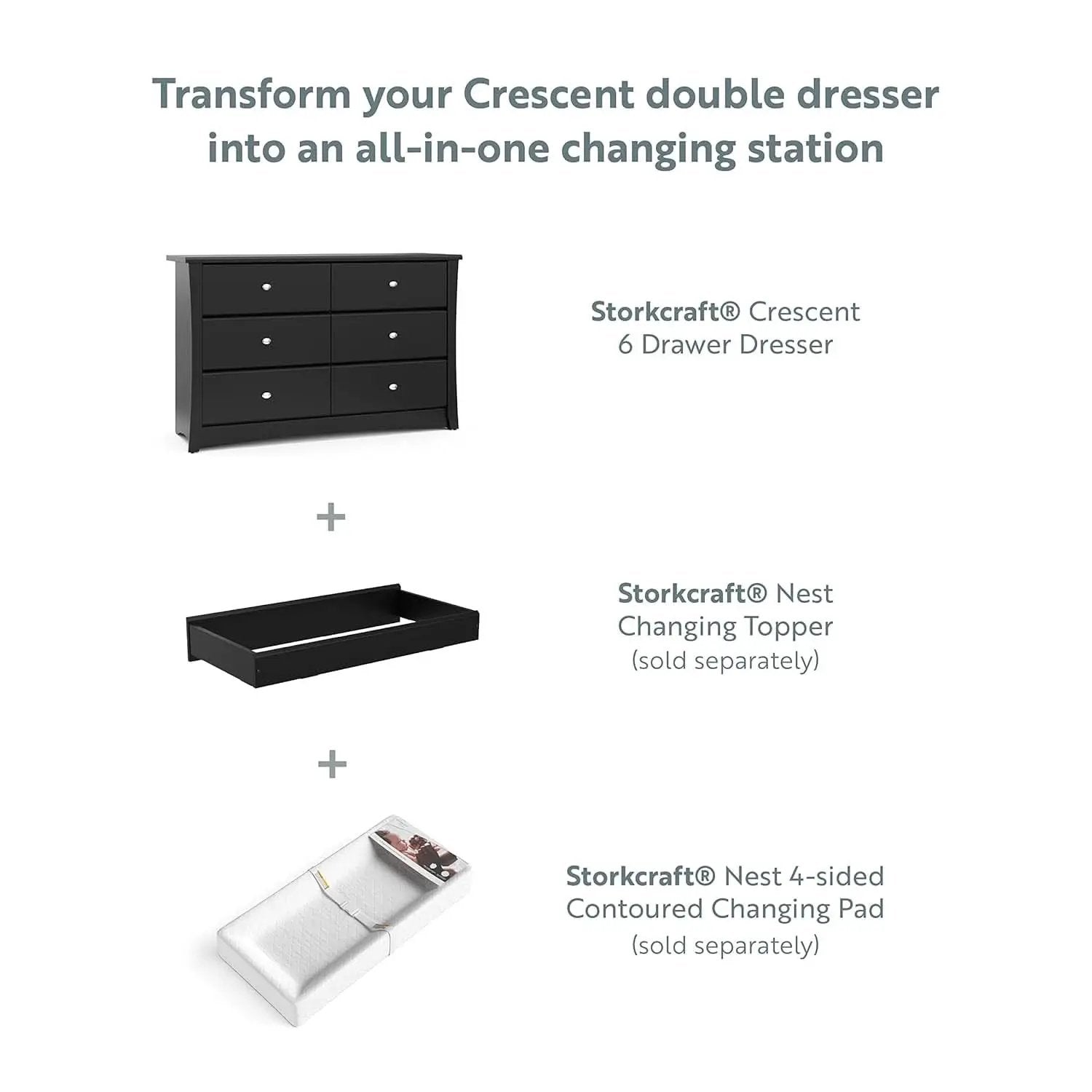 Crescent 6 Drawer Double Dresser Black GREENGUARD Gold from PriceLows™