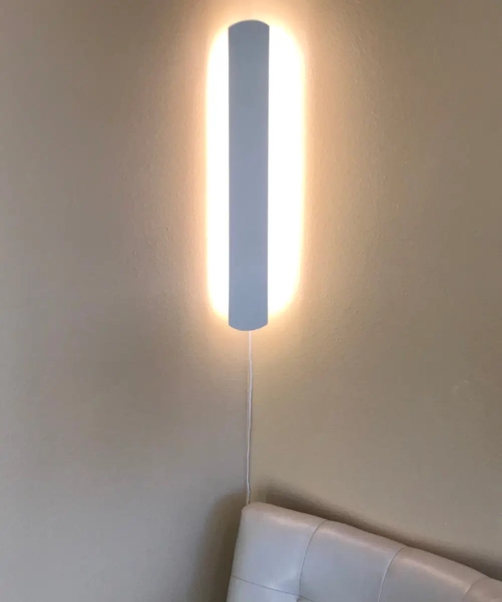 Solid Wood Wall Accent Light | Plug In Led | 24 Inch Height | Almond Finish