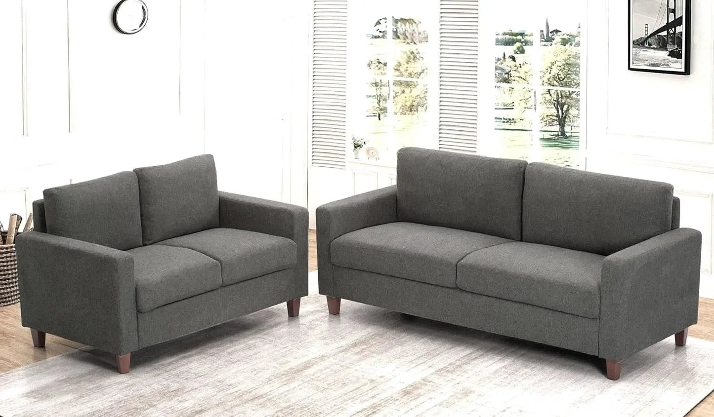 Miles 2 Piece Couch And Loveseat Set With Reversible Pillows Grey from PriceLows™