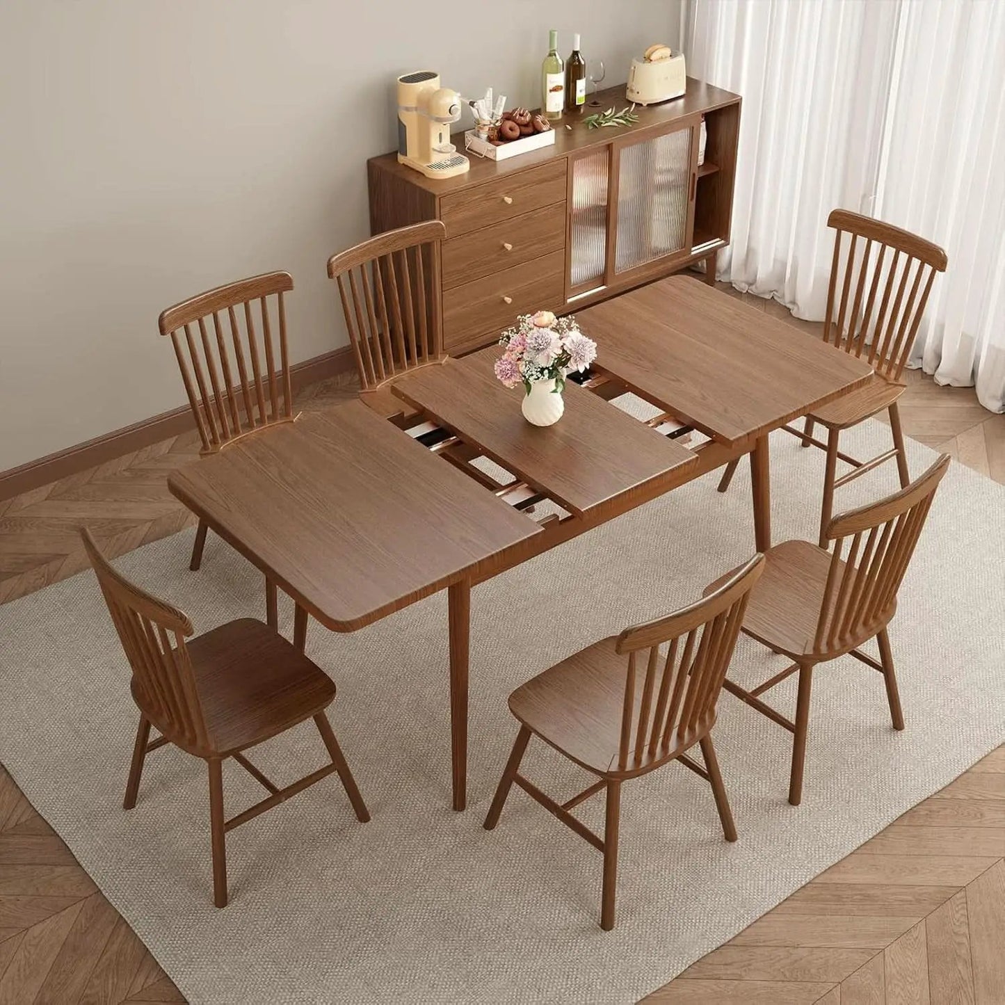 Walnut Telescoping Solid Dining Table With Extension from PriceLows™