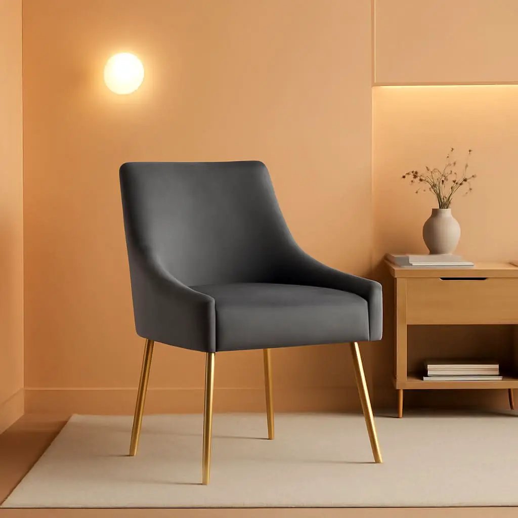 Discern Upholstered Performance Velvet Dining Chair Gray from PriceLows™