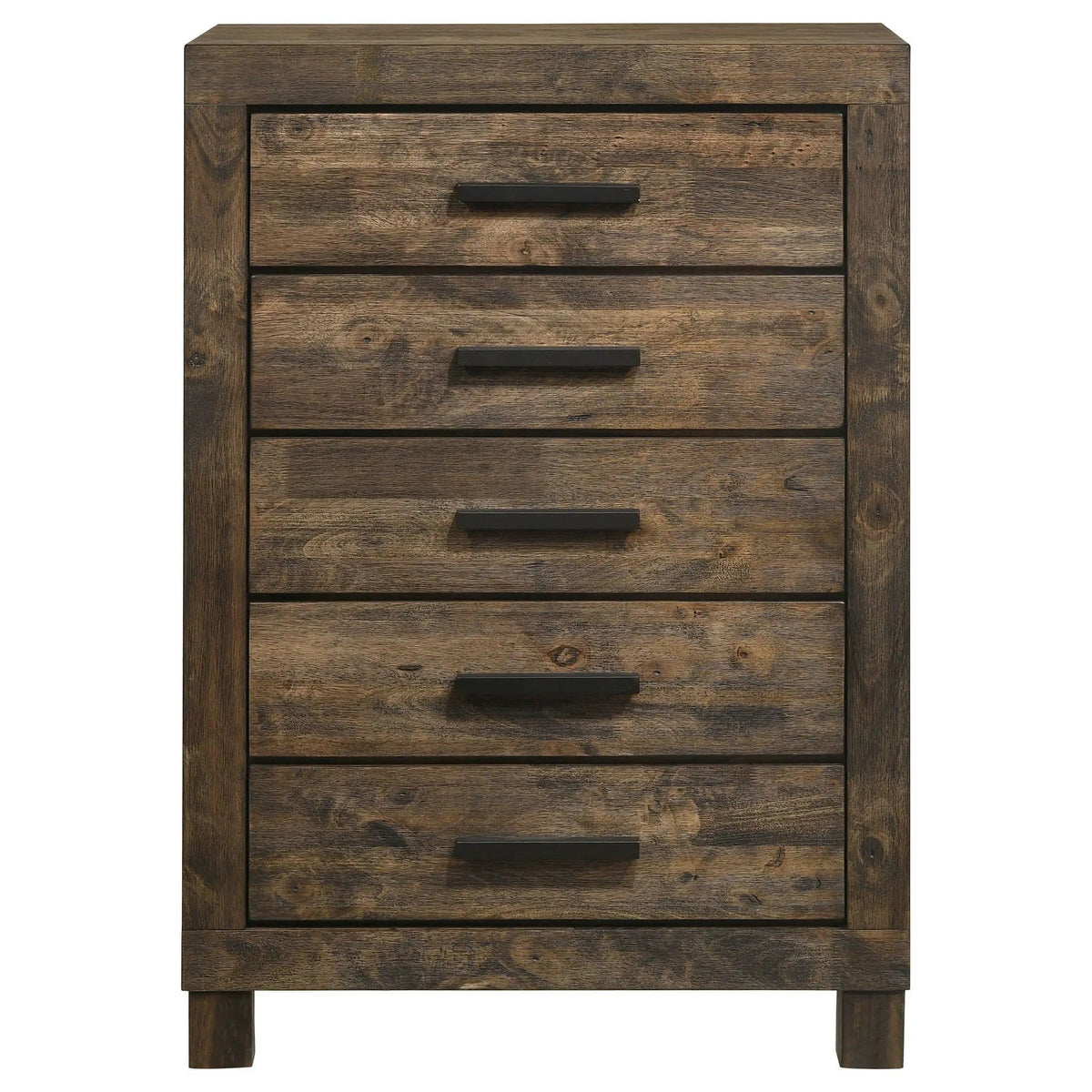 Woodmont 5-drawer Bedroom Chest Rustic Golden | 31.5 x 16.25 x 46.5 in | Wood | Brown