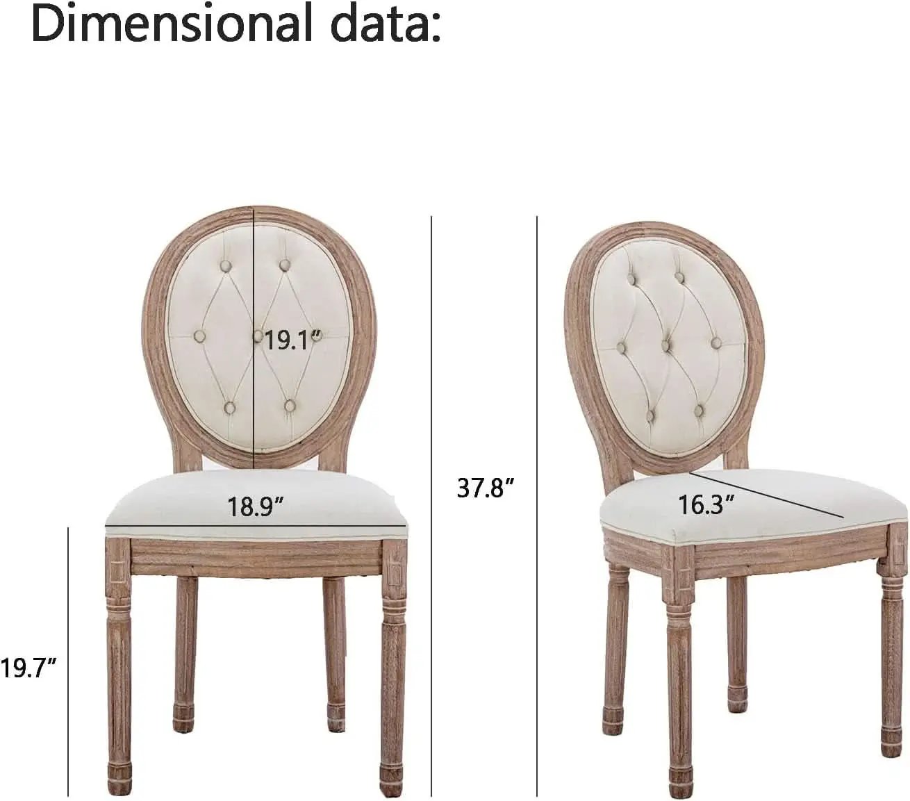 French Country Dining Chairs Oak Finish Button Back from PriceLows™