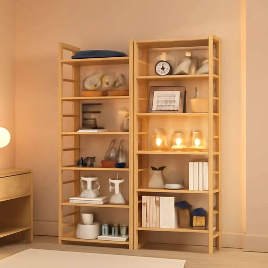 Bamboo Bookshelf | 6 Ft Tall, Natural Bamboo, Solid Construction | Open Shelving Design | One Size