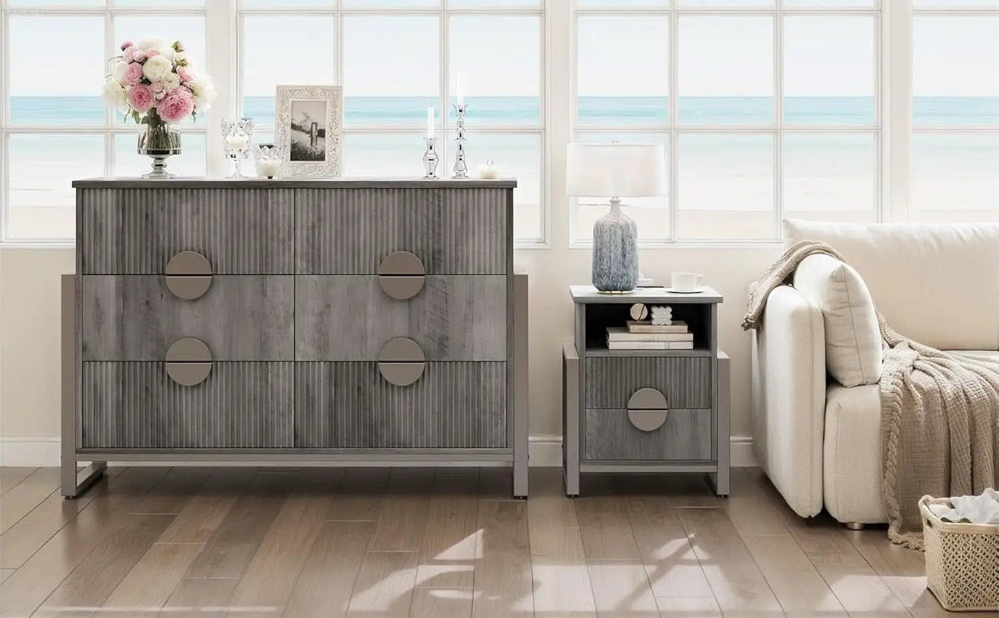 Slate Gray Dresser Semicylinder Drawer Fronts FiftyInches from PriceLows™