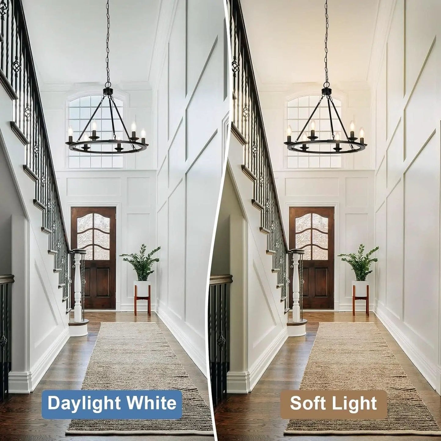 Black Farmhouse Wagon Wheel Chandelier Six Light Fixture from PriceLows™