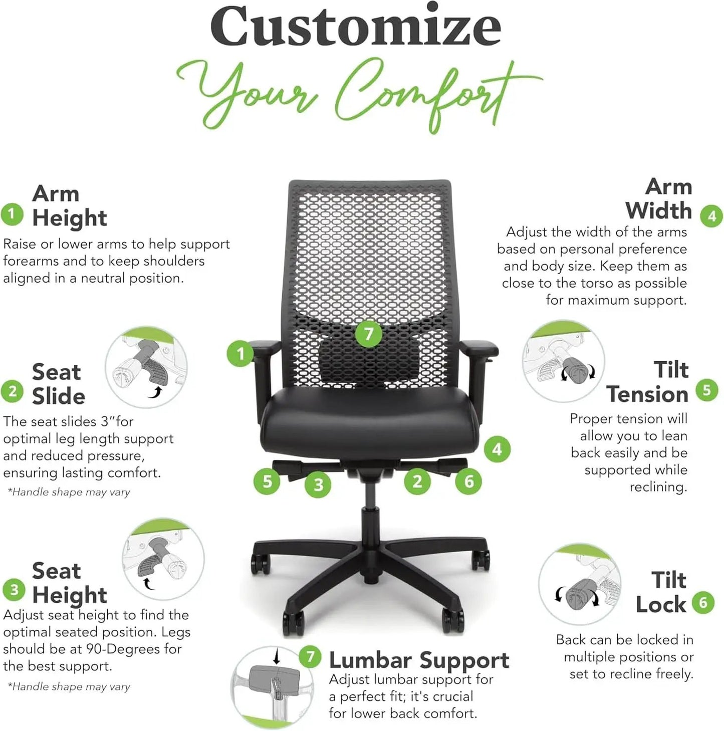 Ignition Two Point Zero Ergonomic Office Chair Adjustable Lumbar Support Black from PriceLows™