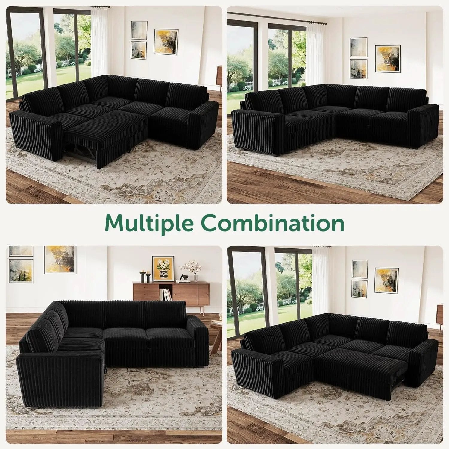 Modular Sleeper Sectional Sofa Charcoal With Storage from PriceLows™