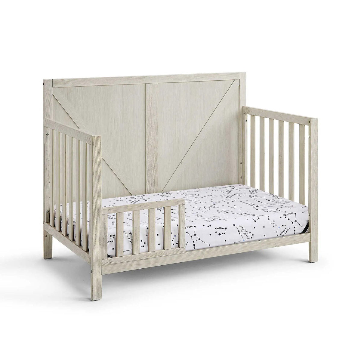 Barnside 4-In-1 Convertible Crib | Vintage Chestnut Finish | Toddler Bed And Full Bed | Adjustable Mattress Heights